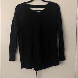 BLACK TIE UP BACK SWEATER